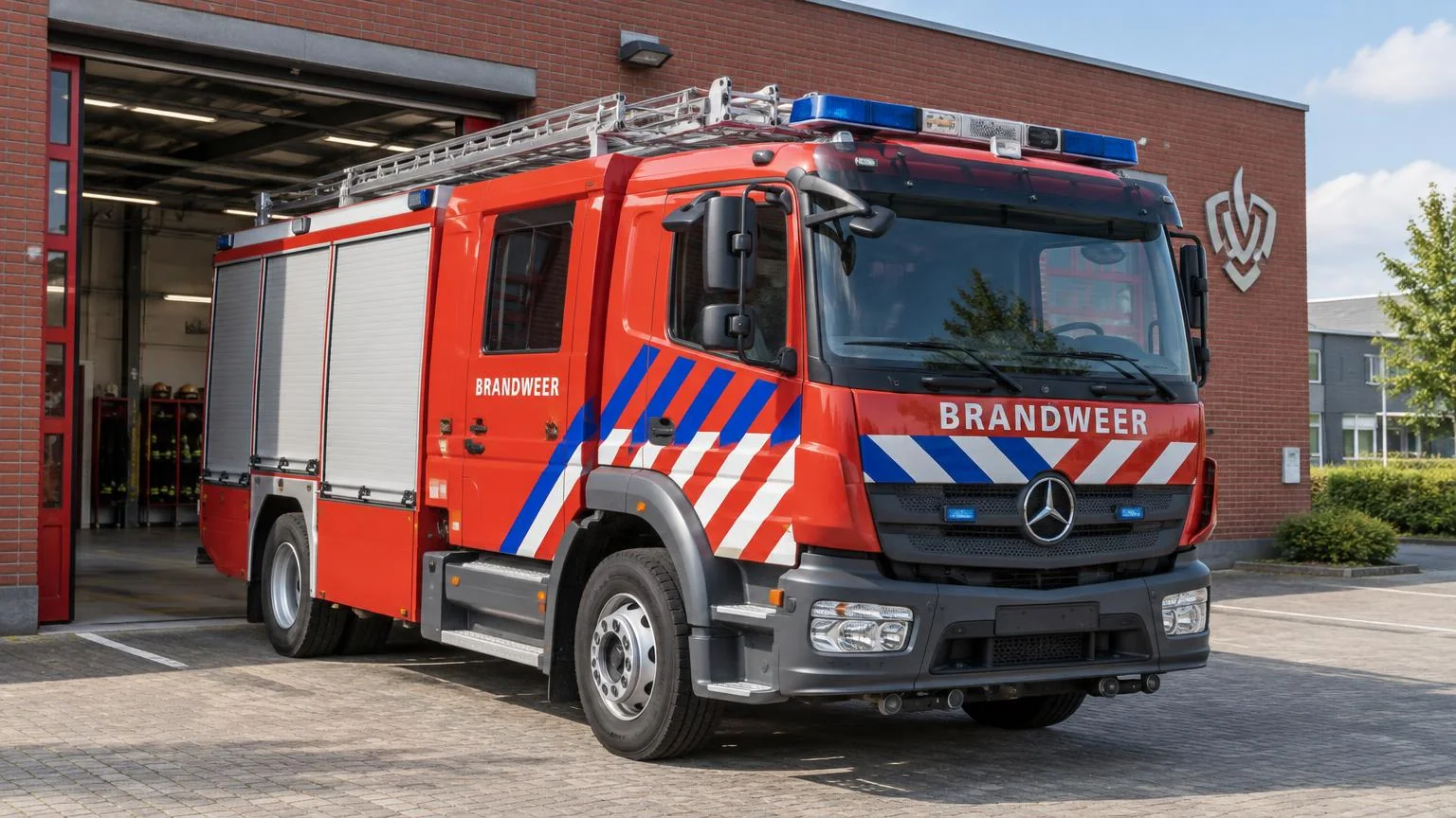 AI-gegenereerde illustratie van een Nederlands brandweervoertuig